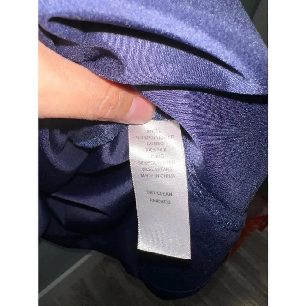 Adrianna Papell Navy blue dot lace overlay shift dress size 14W